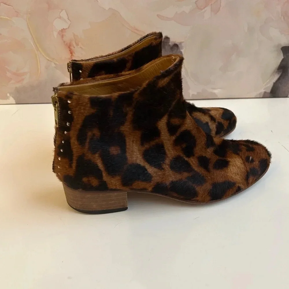 ! BEAU COOPS genuine hide hair animal print booties boots